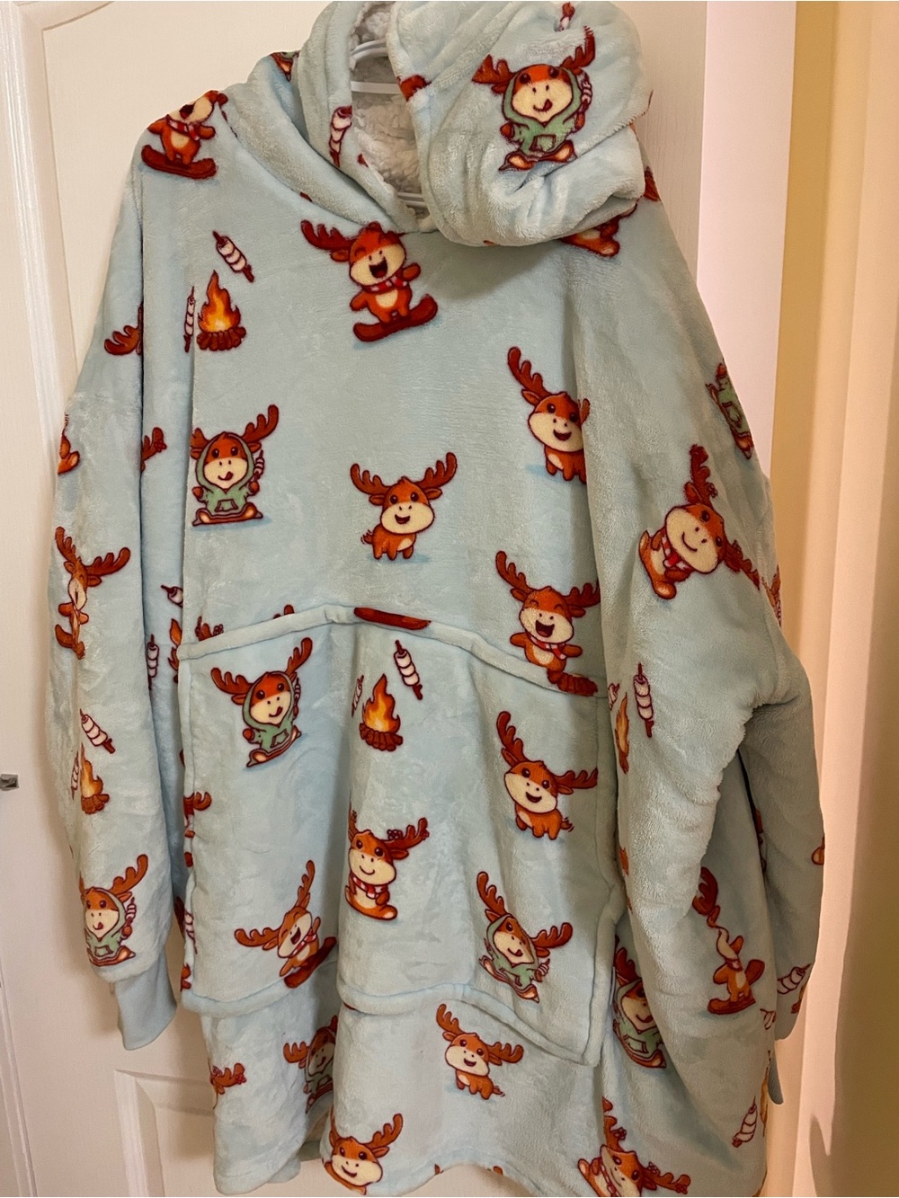 Oodie Light Blue Hooded with Moose Print